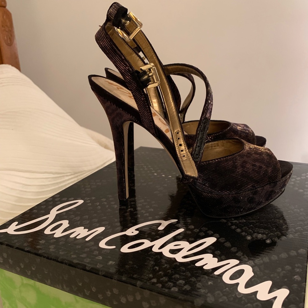 Sam Edelman Strappy High Heeled Sandals.